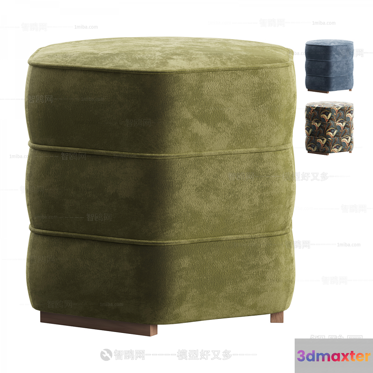 Green Ottoman 3D Model - 18494 - VRAY Render