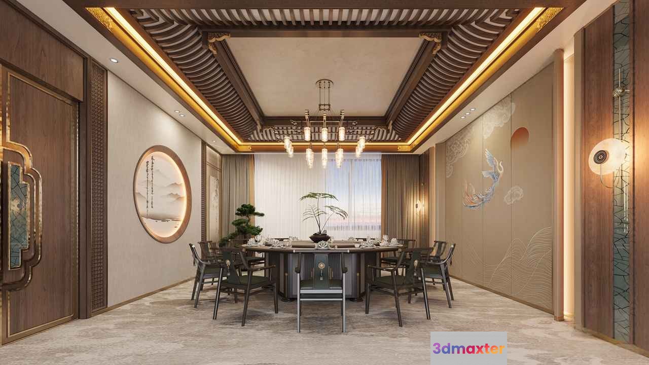 Dining Room Design 3D Model - 9496 - VRAY Render