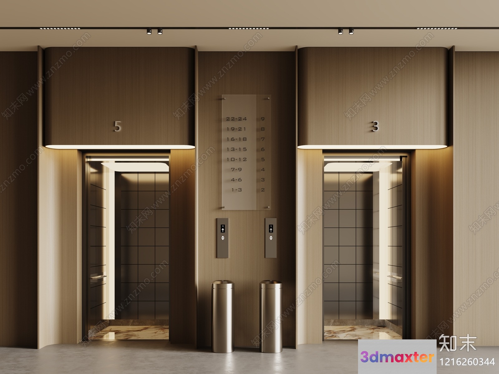 Modern Elevator Doors 3D Model - 11292 - VRAY Render