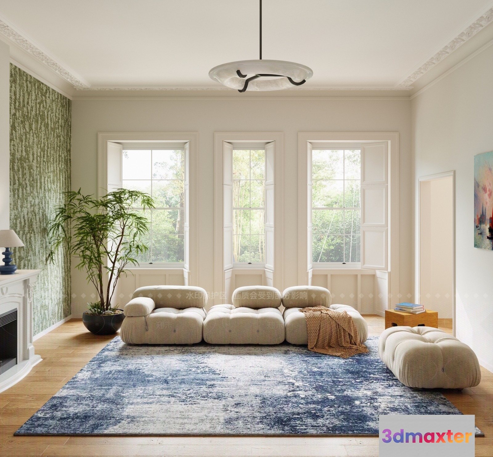 Modern Living Room 3D Model - 1350 - VRAY Render