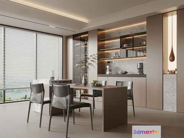 Modern Dining Room 3D Model - 5079 - VRAY Render