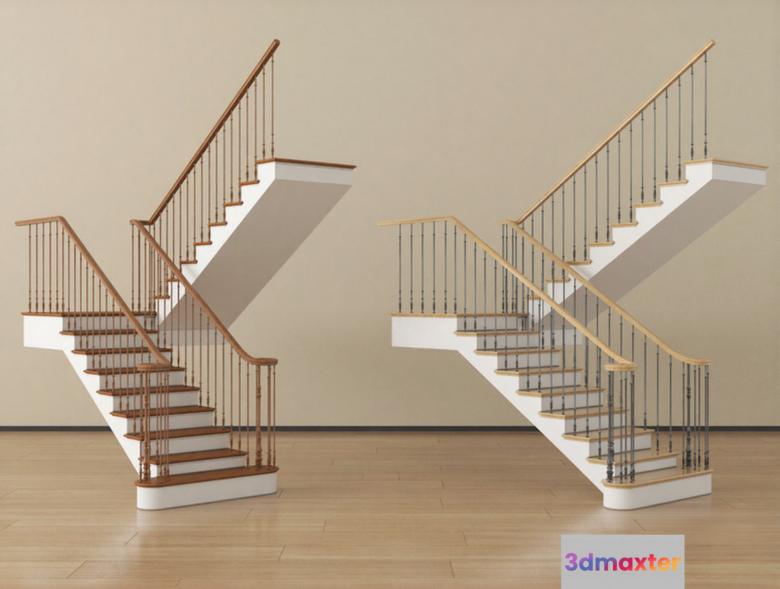 Two Staircases 3D Model - 23399 - VRAY Render