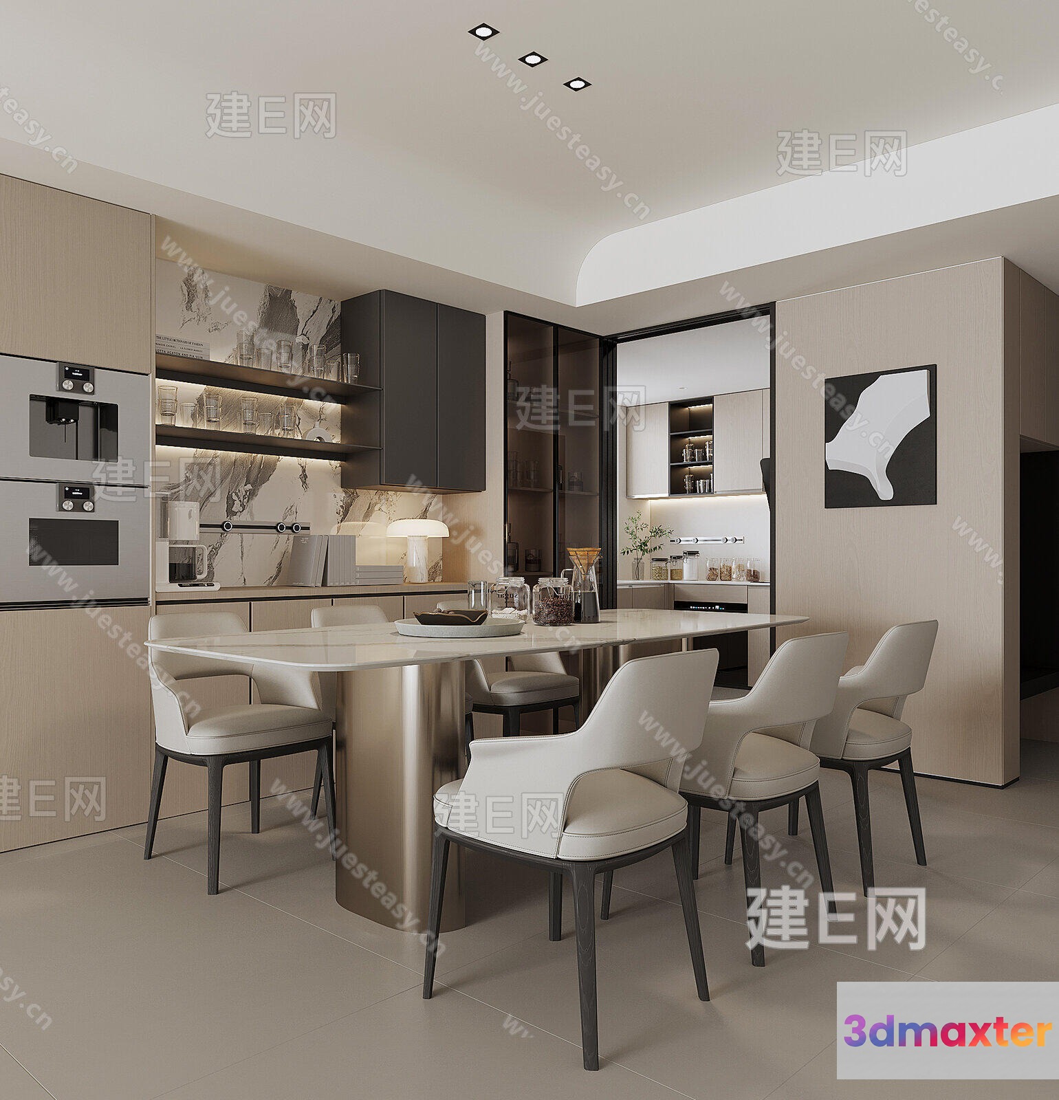 Modern Dining Room 3D Model - 8582 - VRAY Render