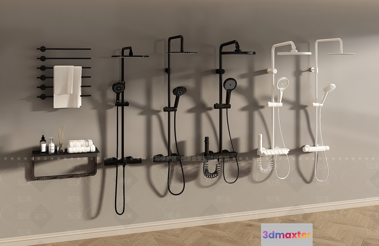 Black And White Shower Fixtures 3D Model - 15229 - VRAY Render