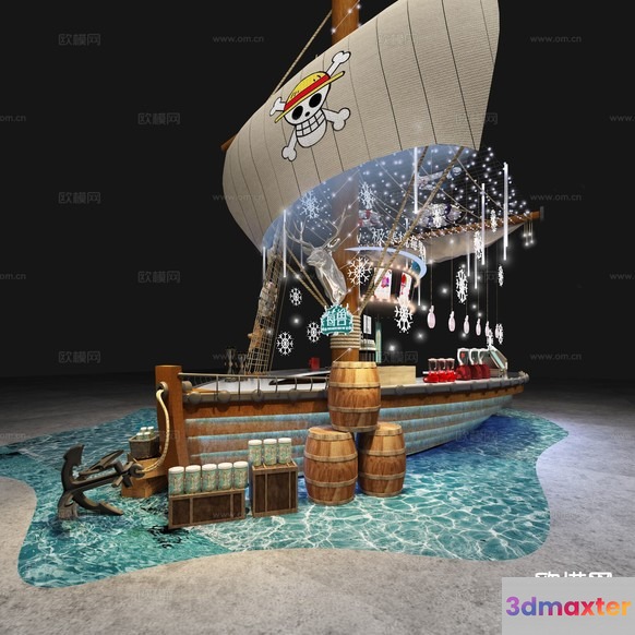 A Pirate Ship 3D Model - 824 - VRAY Render