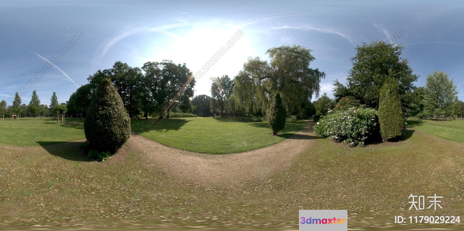A Serene Outdoor Setting With Trees And A Grassy Field 3D Model - 6687 - VRAY Render