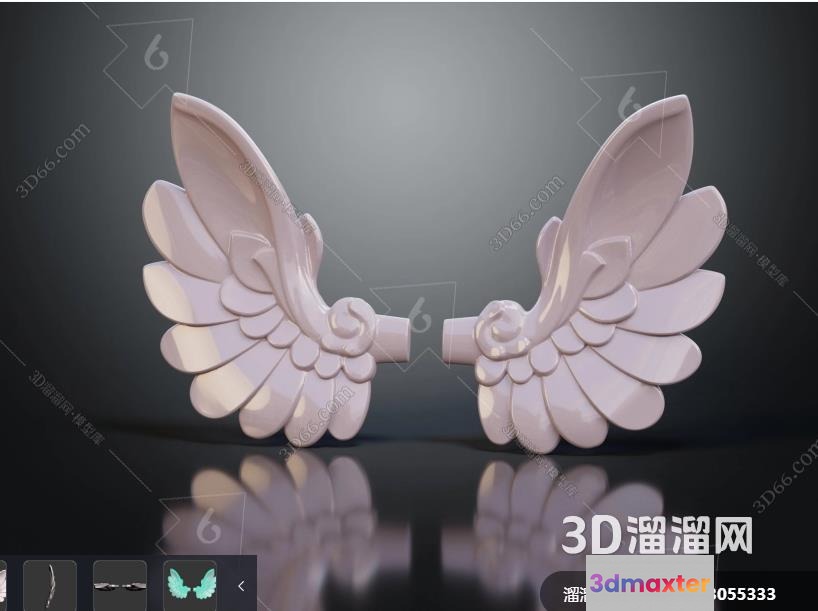A Pair Of White 3D-Printed Angel Wings 3D Model - 19202 - VRAY Render