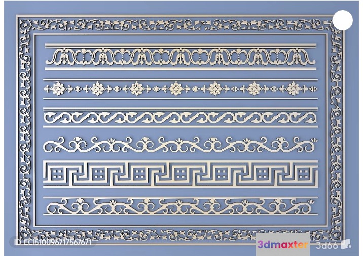 Decorative Wall Border 3D Model - 3656 - VRAY Render