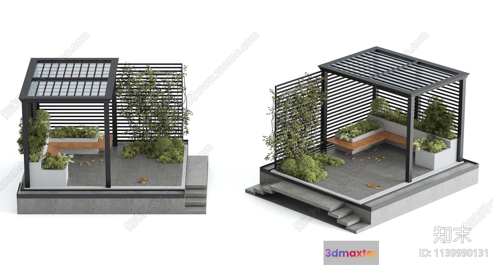 Modern Outdoor Pergola 3D Model - 13057 - VRAY Render