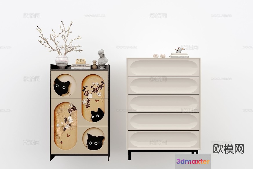 Modern Dresser Set 3D Model - 10532 - VRAY Render
