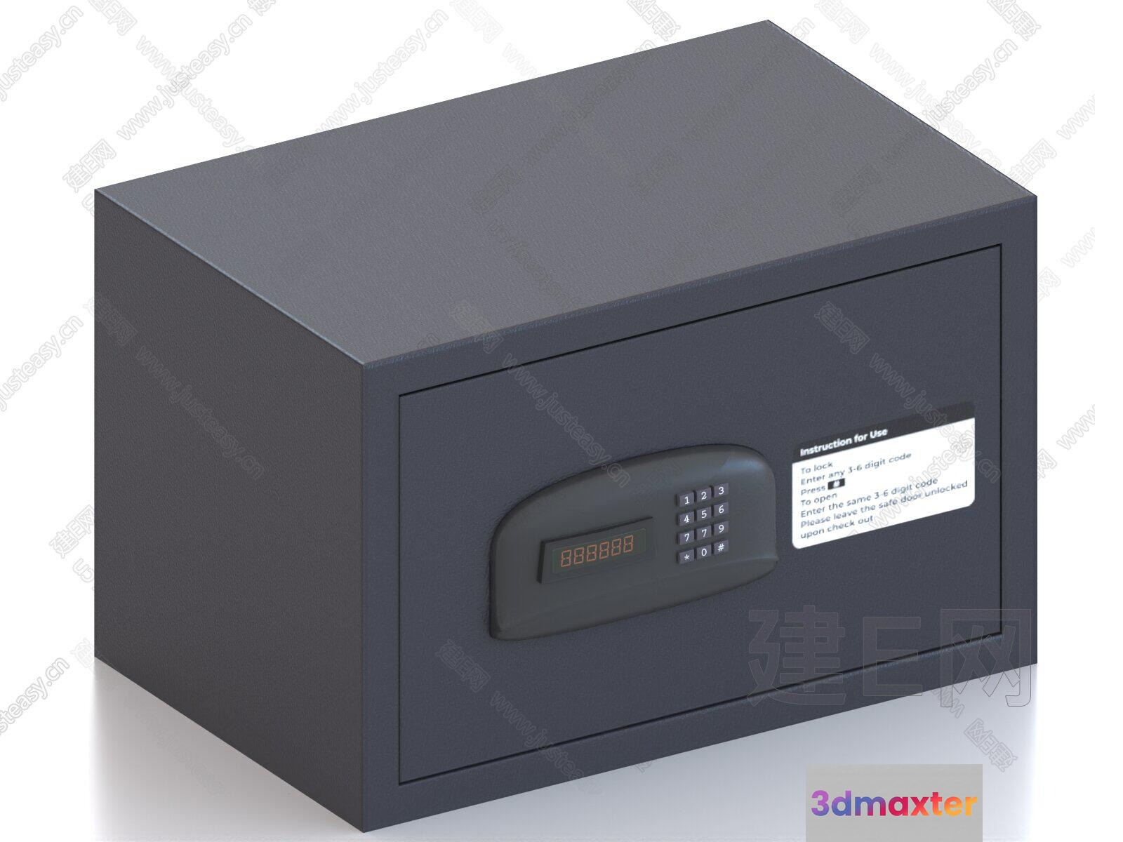 Small Grey Safe 3D Model - 23707 - VRAY Render