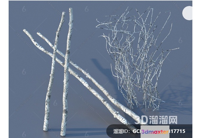 White 3D Branches 3D Model - 7803 - VRAY Render