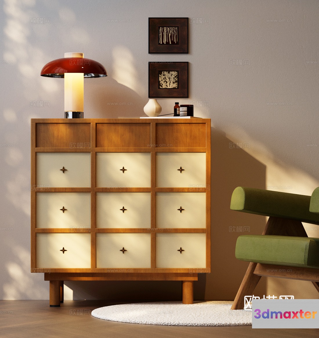 Modern Wooden Cabinet 3D Model - 7449 - VRAY Render