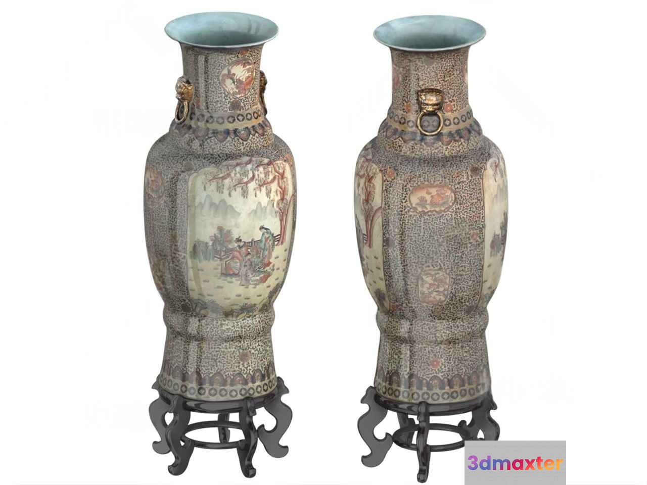 Two Decorative Vases 3D Model - 834 - VRAY Render