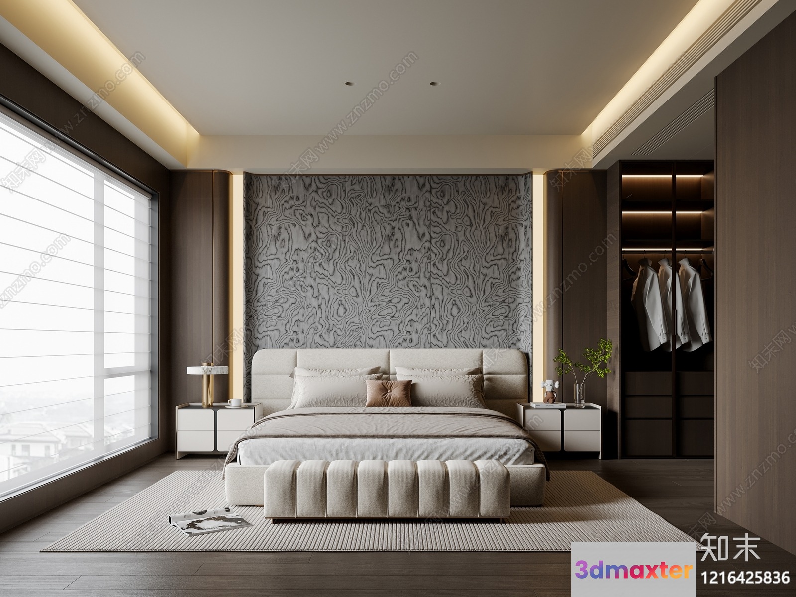 Cozy Modern Bedroom 3D Model - 12599 - VRAY Render