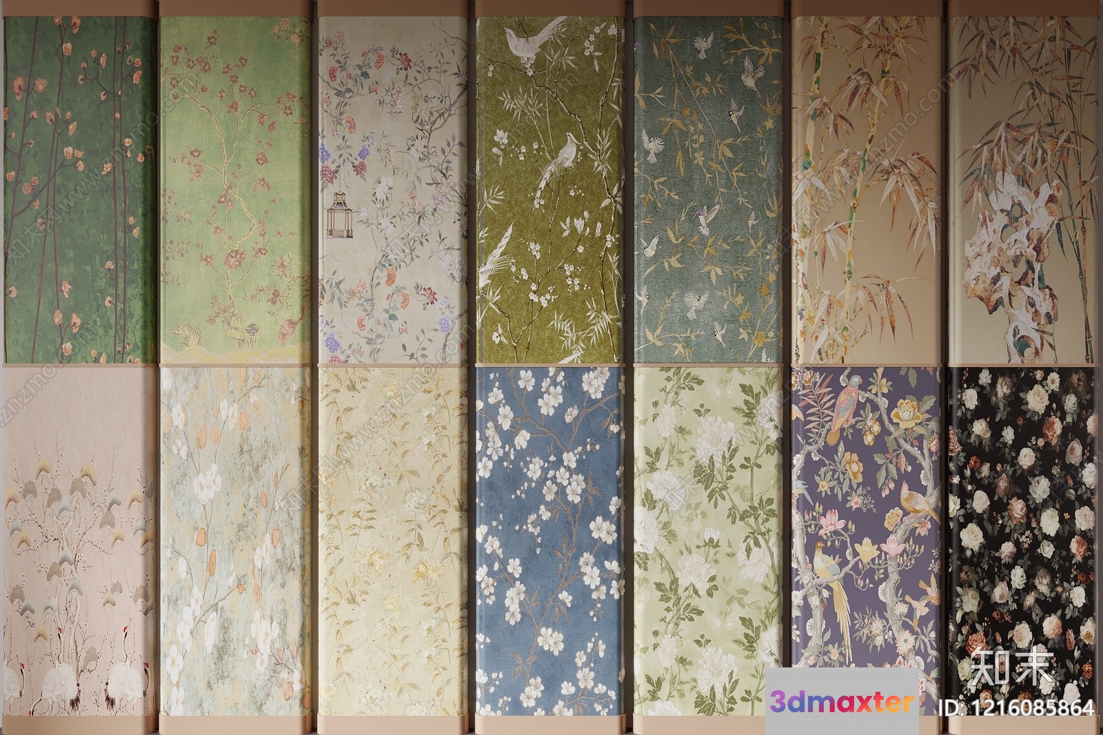 A Collection Of Wallpaper Samples 3D Model - 11960 - VRAY Render