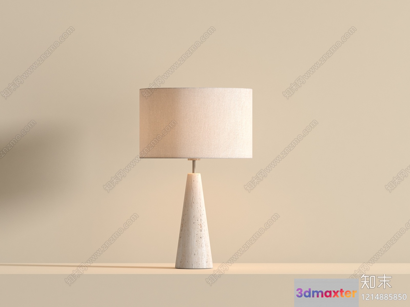 A Table Lamp With A White Shade 3D Model - 12898 - VRAY Render