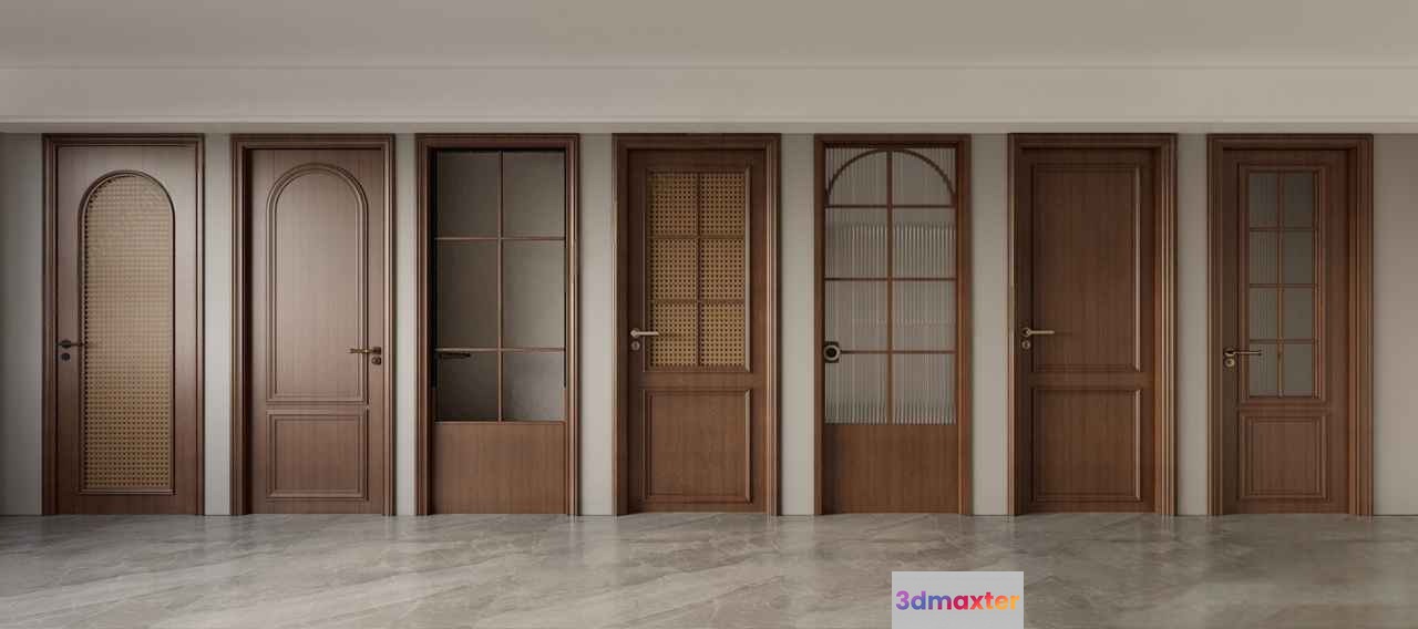 Brown Wooden Doors 3D Model - 14737 - VRAY Render
