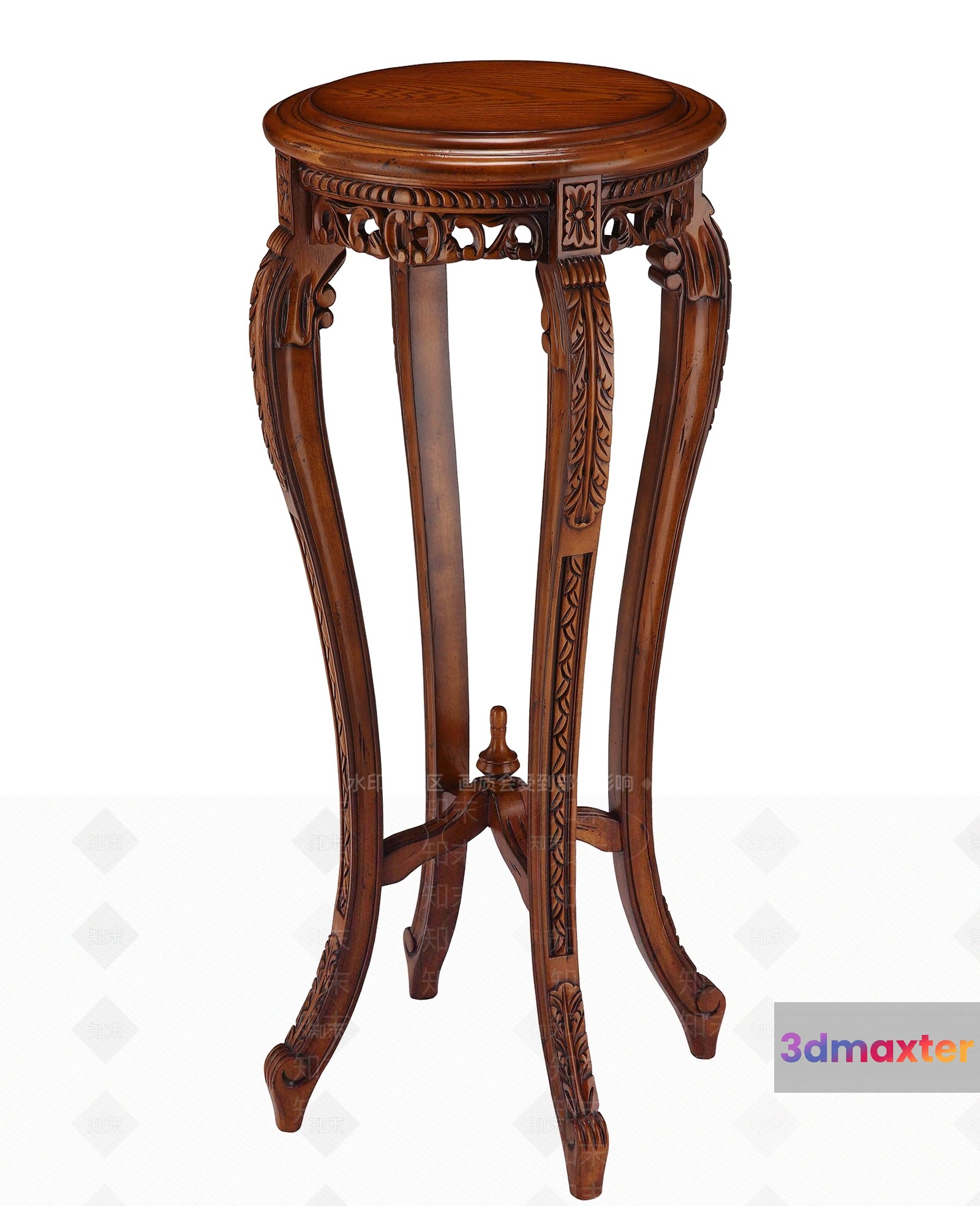 A Small Round Wooden Table 3D Model - 4174 - CORONA Render