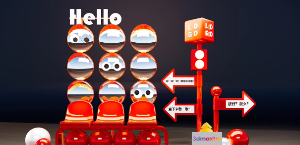 Red And White Cartoon Characters 3D Model - 12827 - VRAY Render