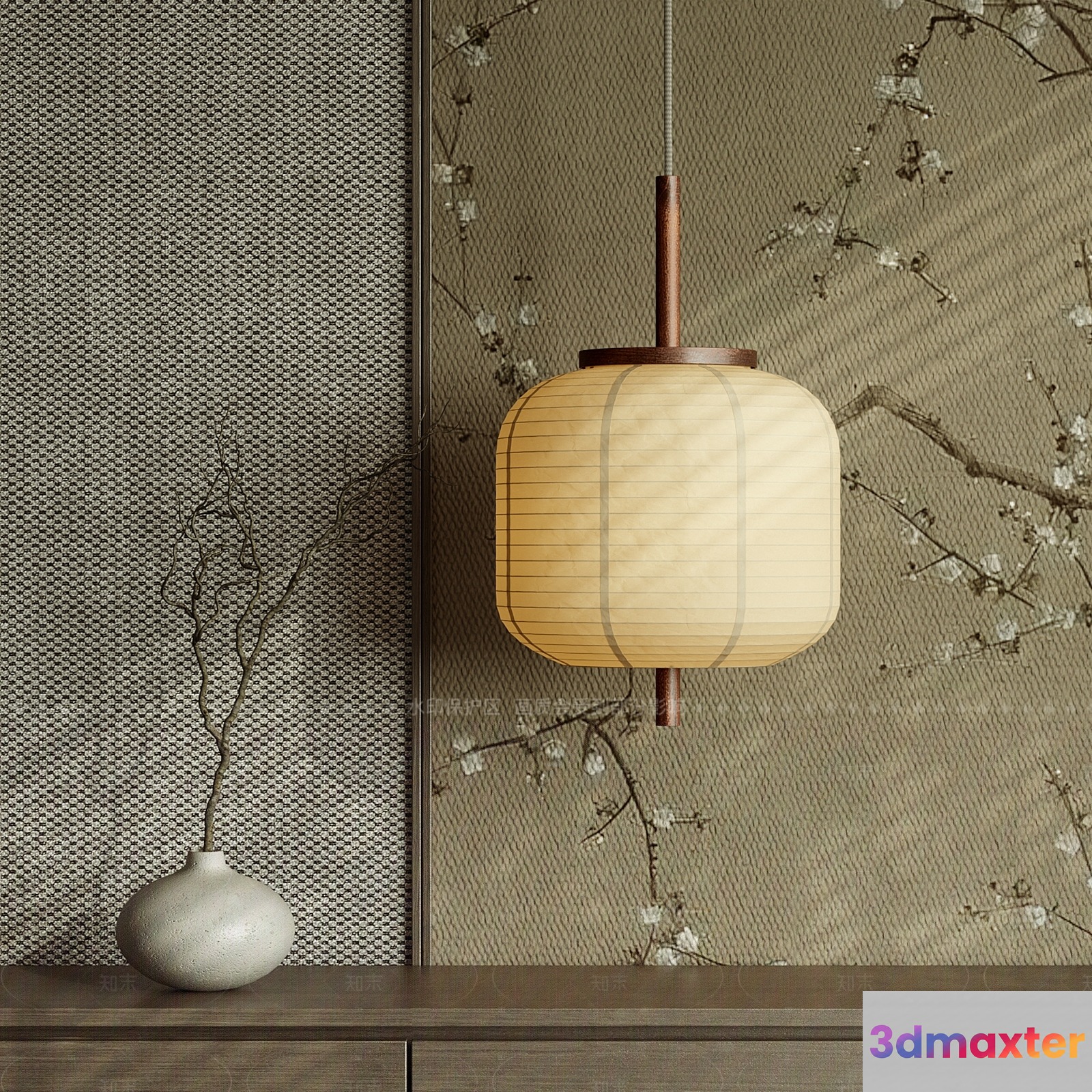 A Beige Hanging Light Fixture 3D Model - 3561 - VRAY Render