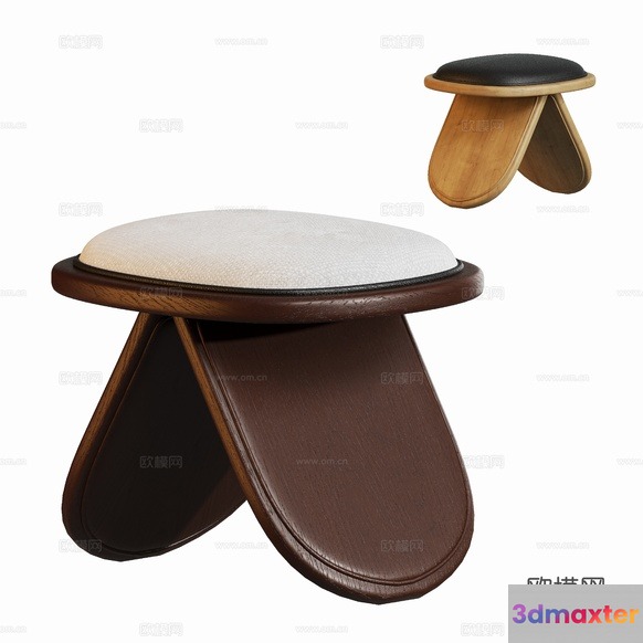Small Wooden Stool 3D Model - 6975 - CORONA Render