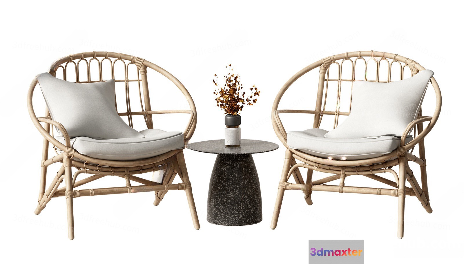 Rattan Patio Set 3D Model - 21303 - VRAY Render