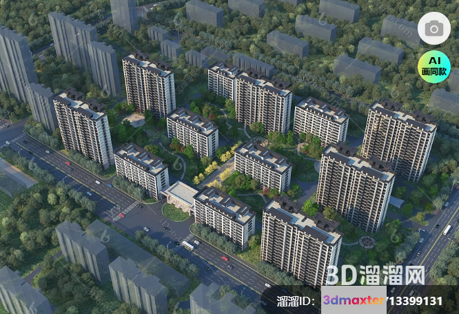 This Image Depicts A 3D Rendering Of A Modern Cityscape With Tall 3D Model - 15597 - VRAY Render