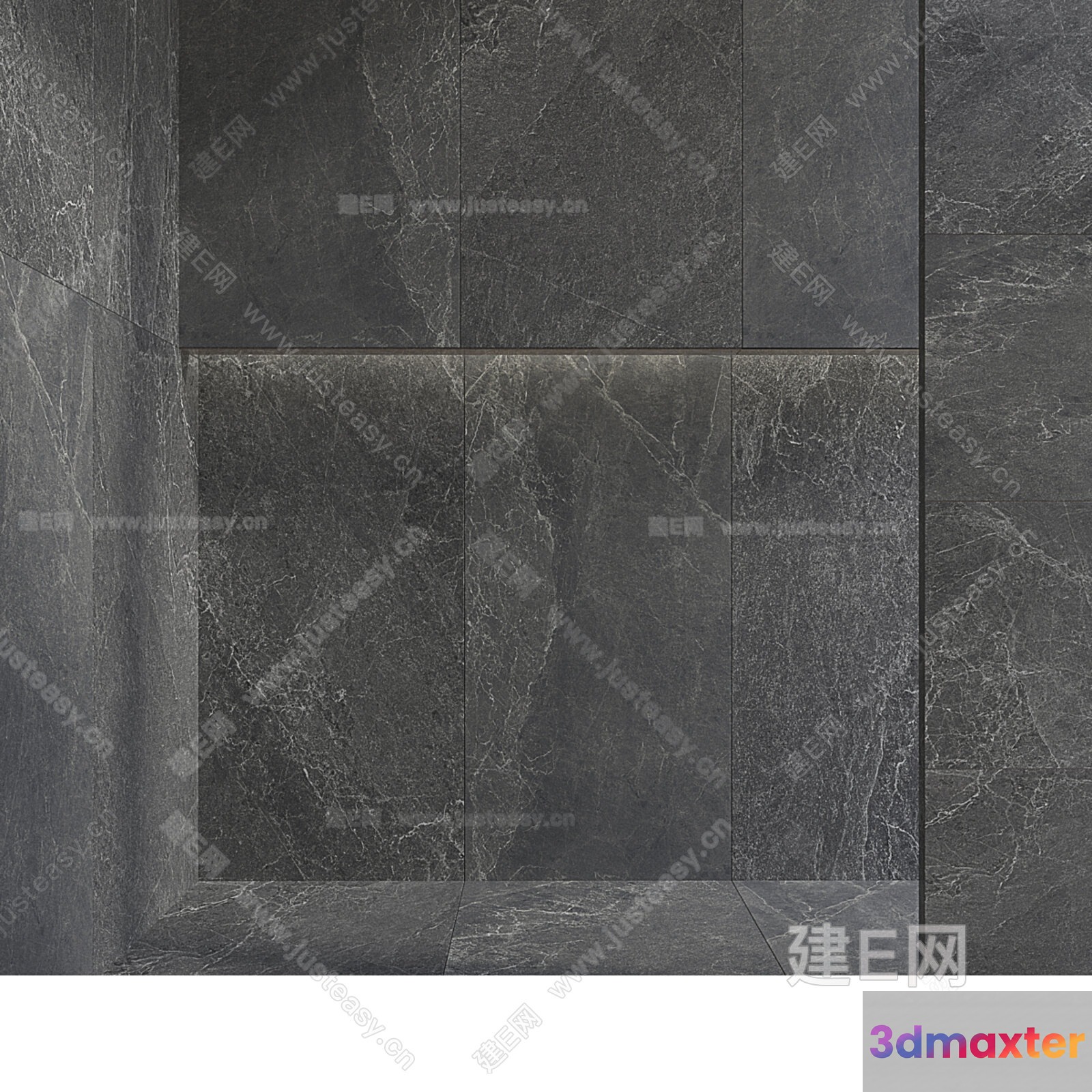 Marble Wall With Gray Tiles 3D Model - 14393 - VRAY Render