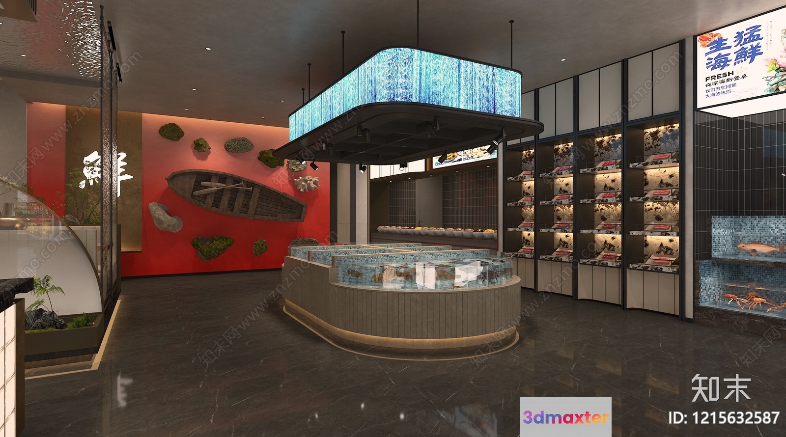 A Modern Seafood Store With A Sleek And Sophisticated Design 3D Model - 11610 - VRAY Render