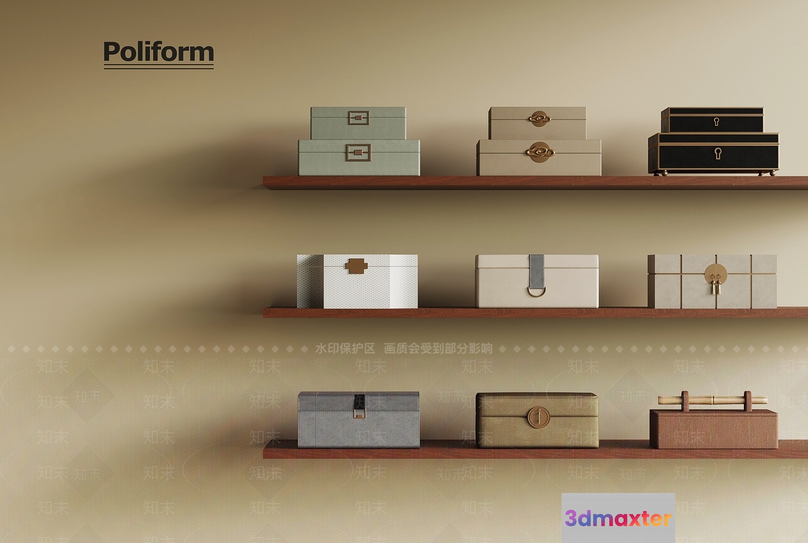 Wooden Storage Boxes 3D Model - 8871 - VRAY Render