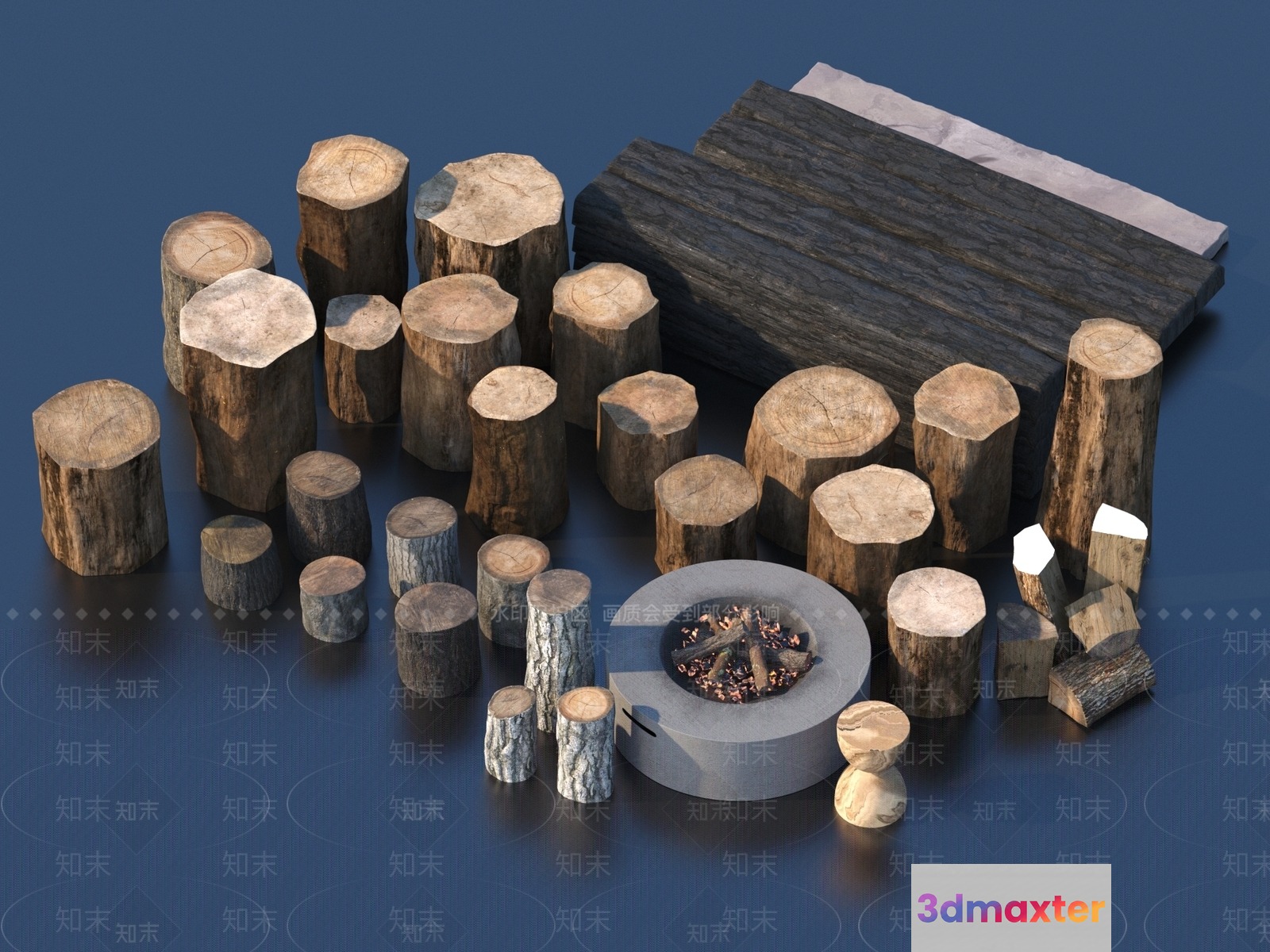 Wooden Fire Pit 3D Model - 14266 - VRAY Render