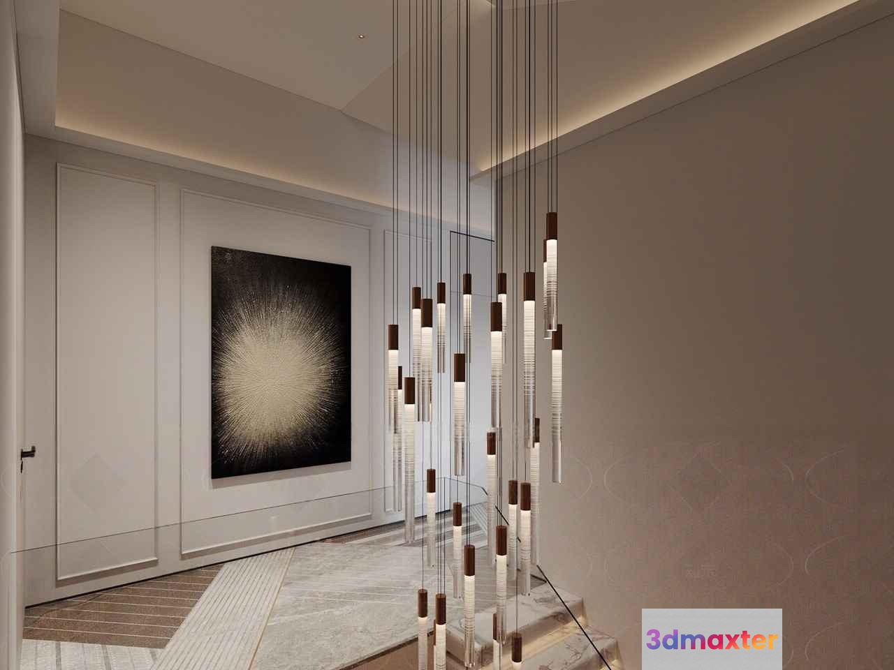 Modern Abstract Light Fixture 3D Model - 9924 - CORONA Render