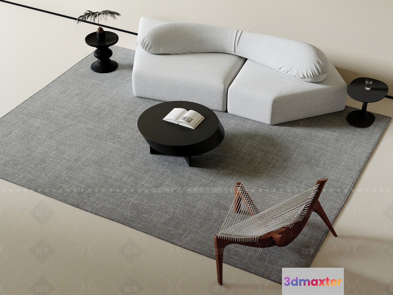 Modern Minimalist Living Room 3D Model - 9660 - VRAY Render
