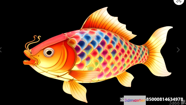A Colorful Fish With Orange Fins 3D Model - 1383 - VRAY Render