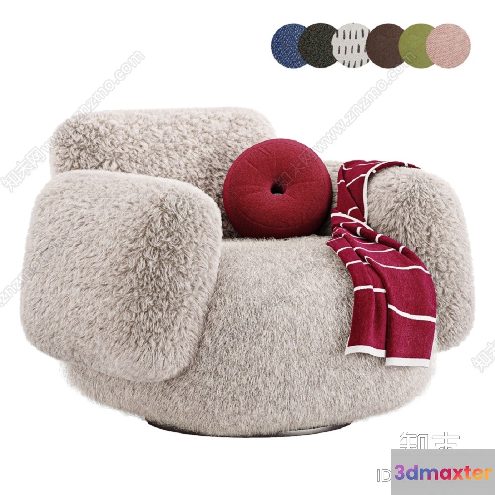 Cozy Plush Chair 3D Model - 6569 - VRAY Render