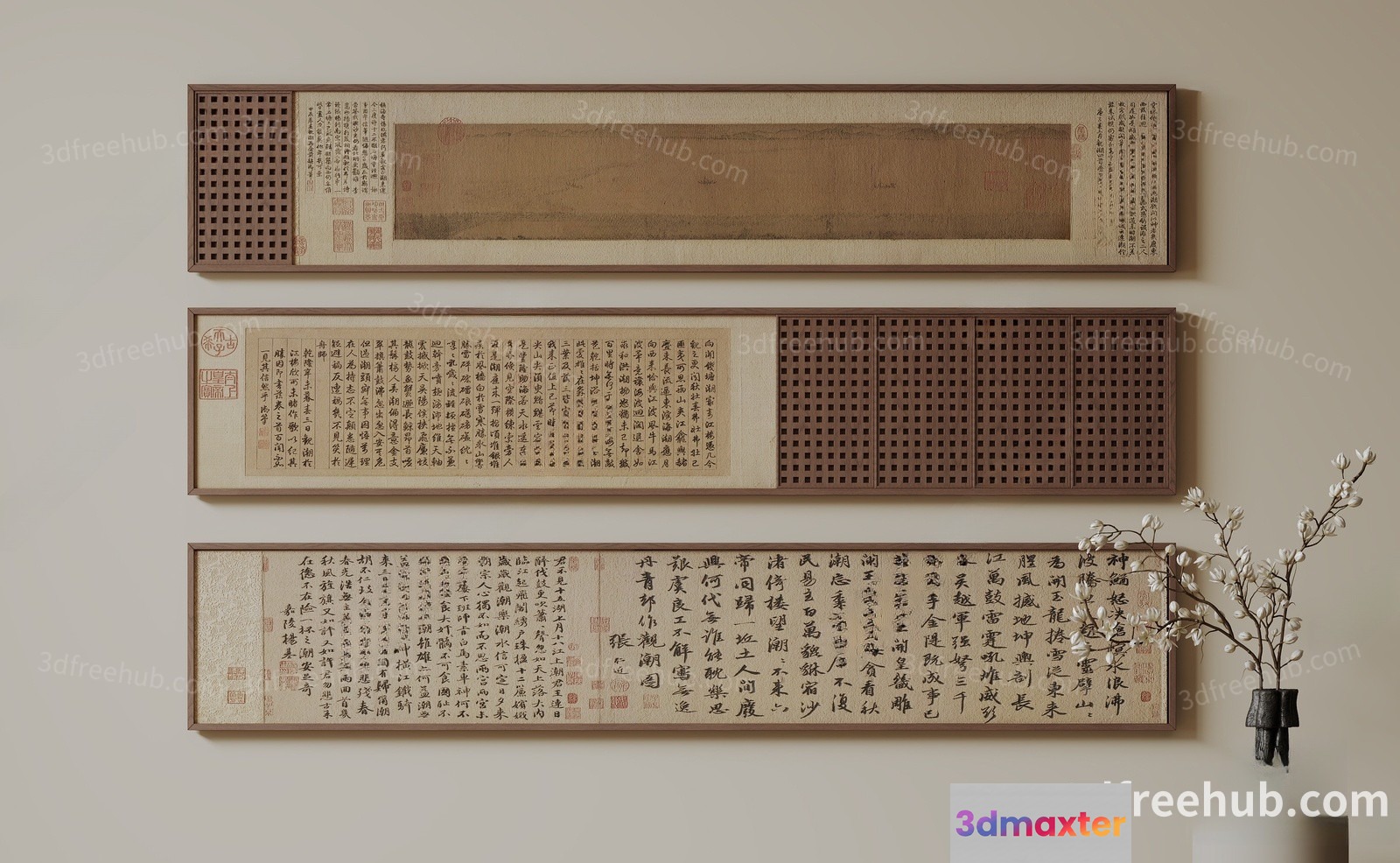 Decorative Asian Art Pieces 3D Model - 21097 - VRAY Render