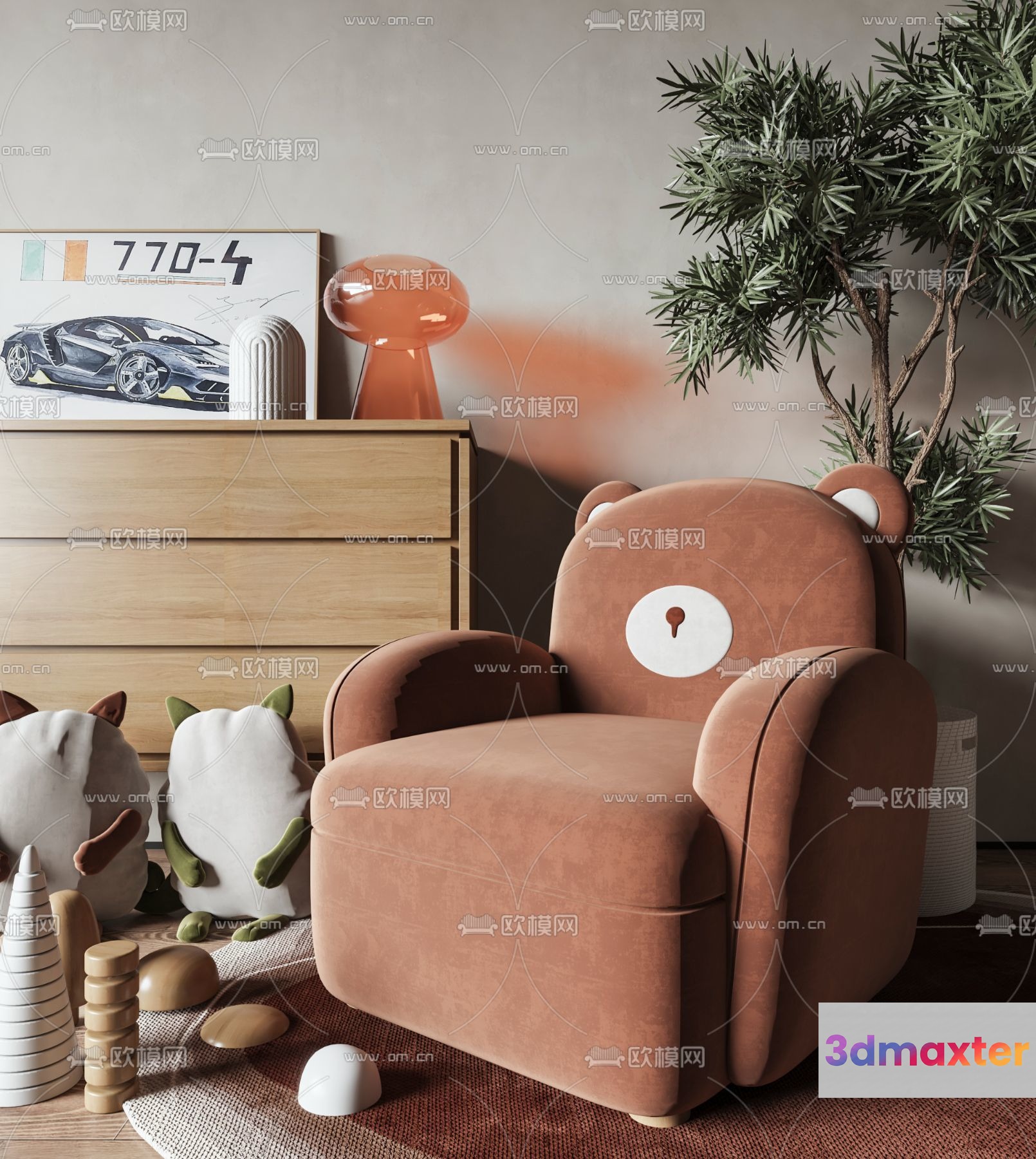Modern Living Room 3D Model - 12198 - VRAY Render