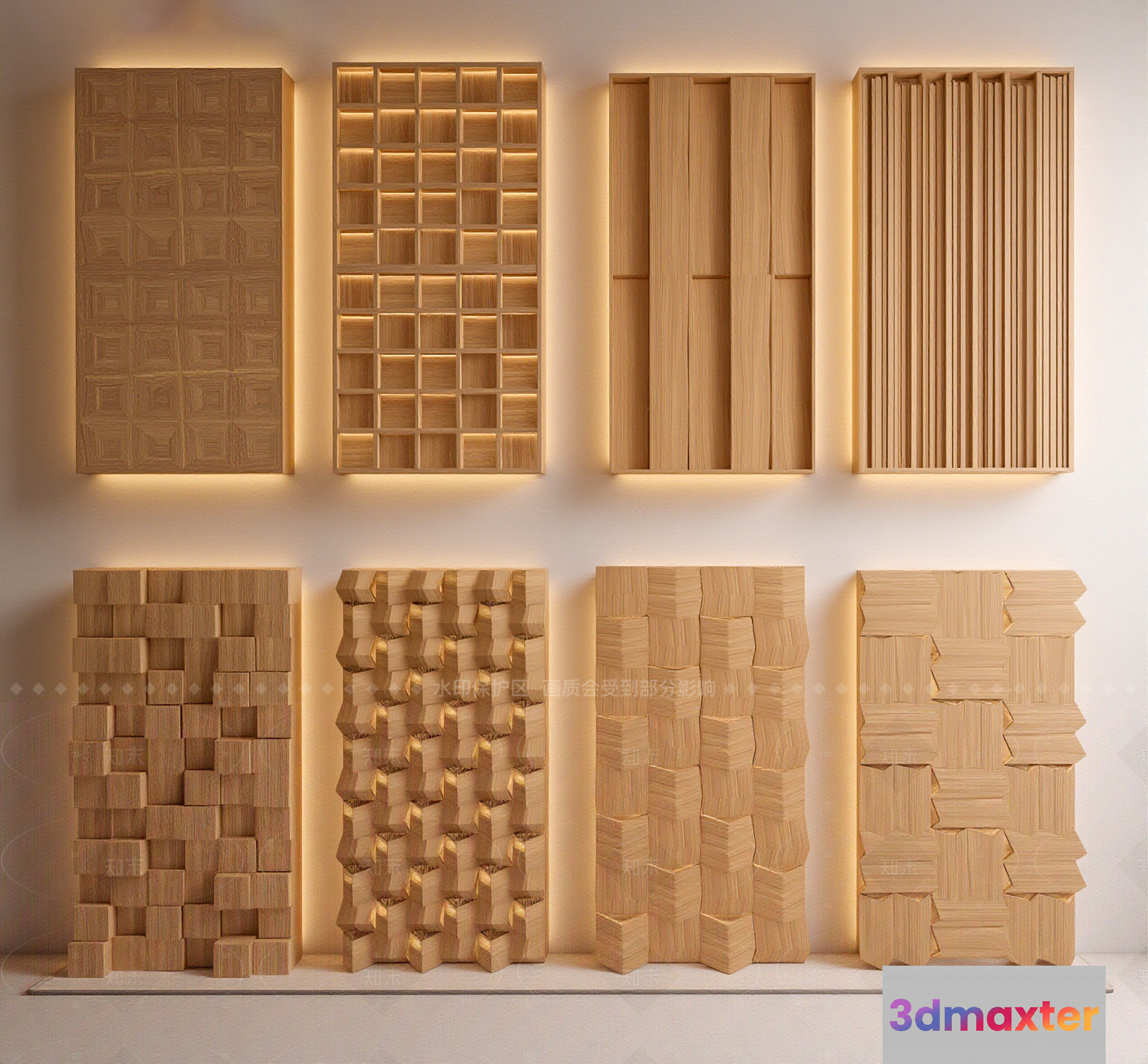 Wooden Wall Decorations 3D Model - 21884 - VRAY Render