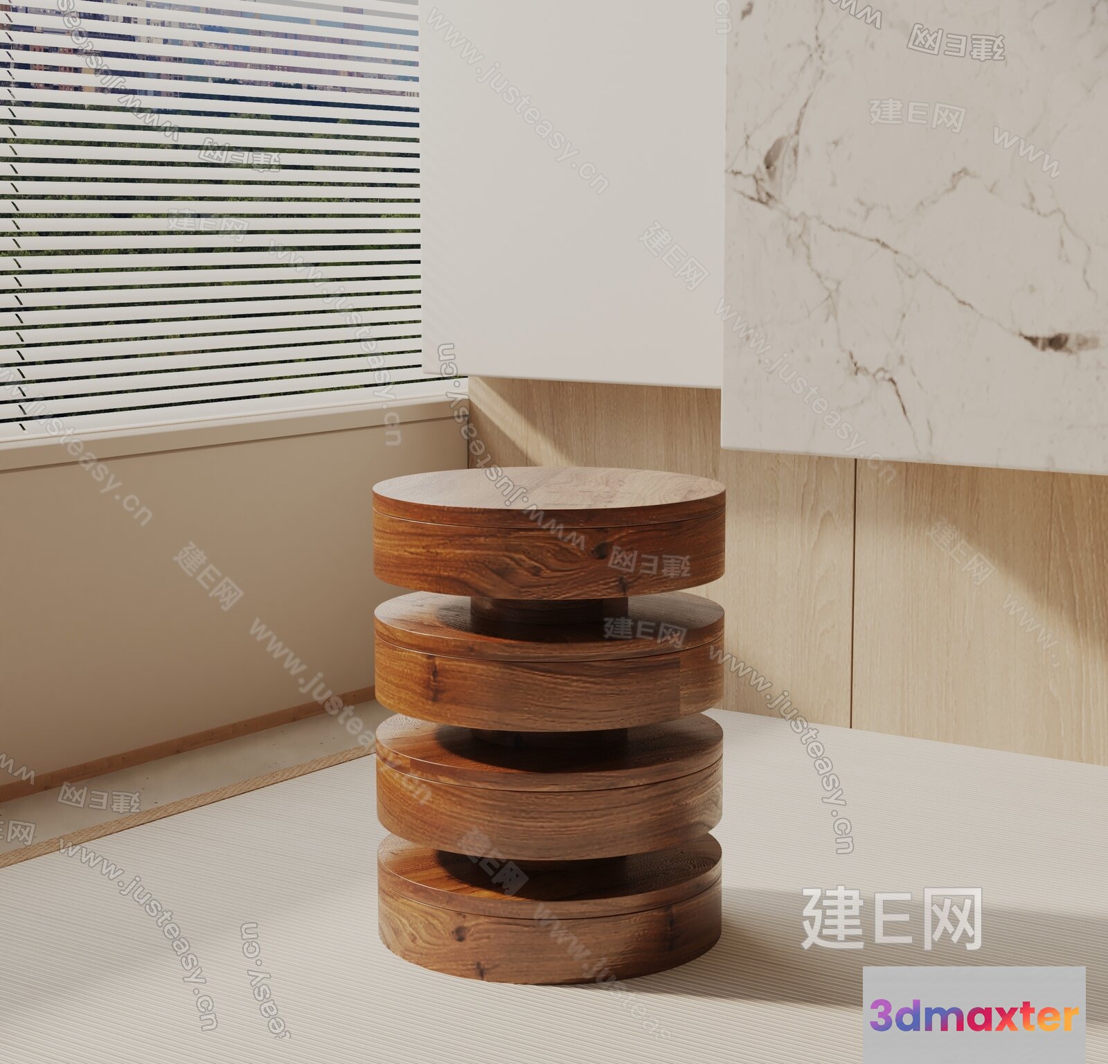 A Wooden Table 3D Model - 1923 - VRAY Render