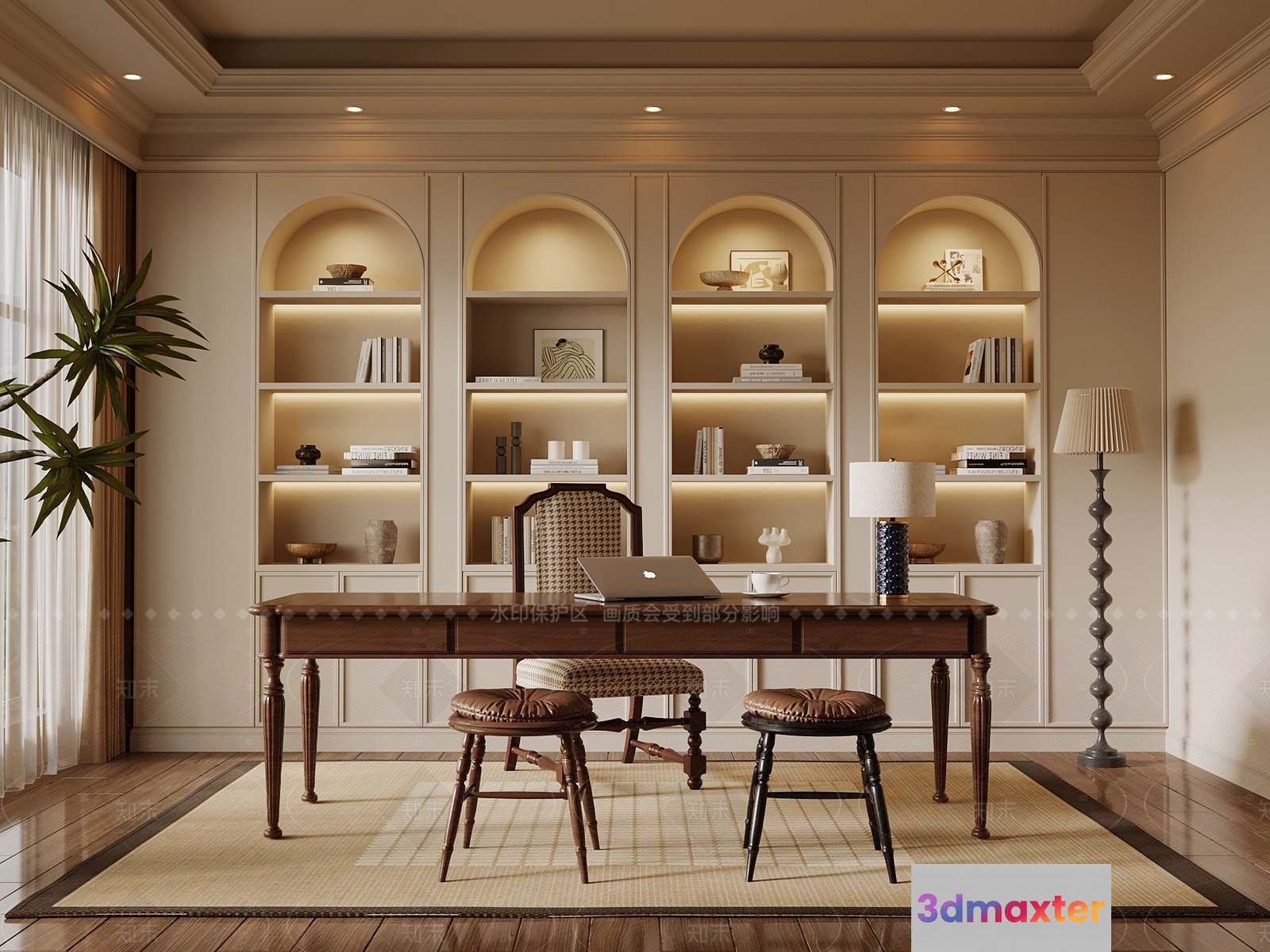 A Home Office 3D Model - 12777 - VRAY Render