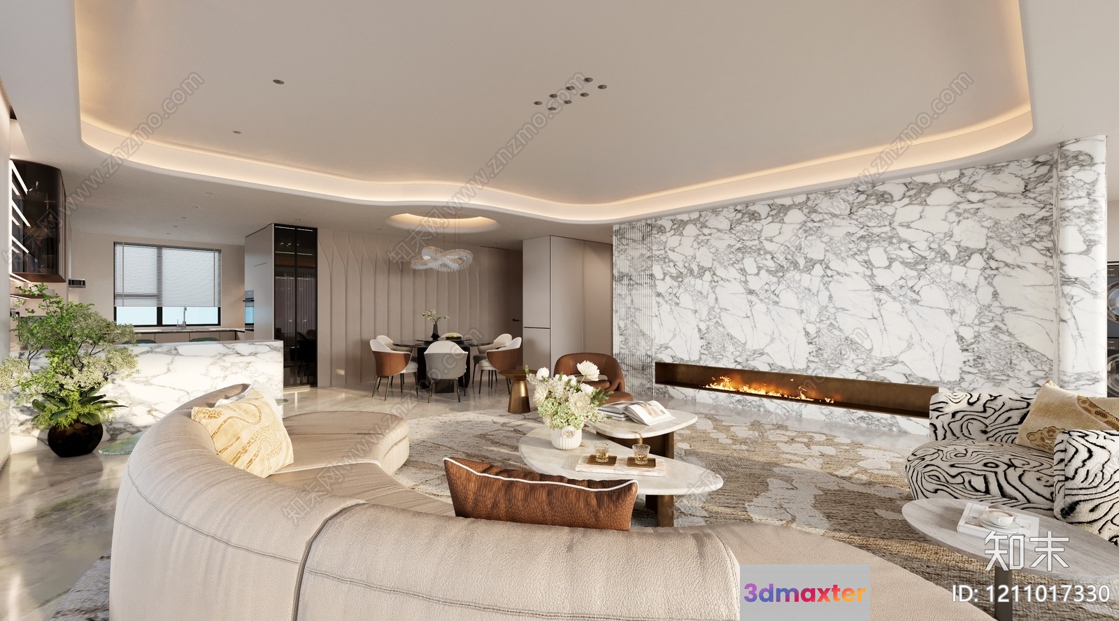 Modern Living Room 3D Model - 9530 - VRAY Render
