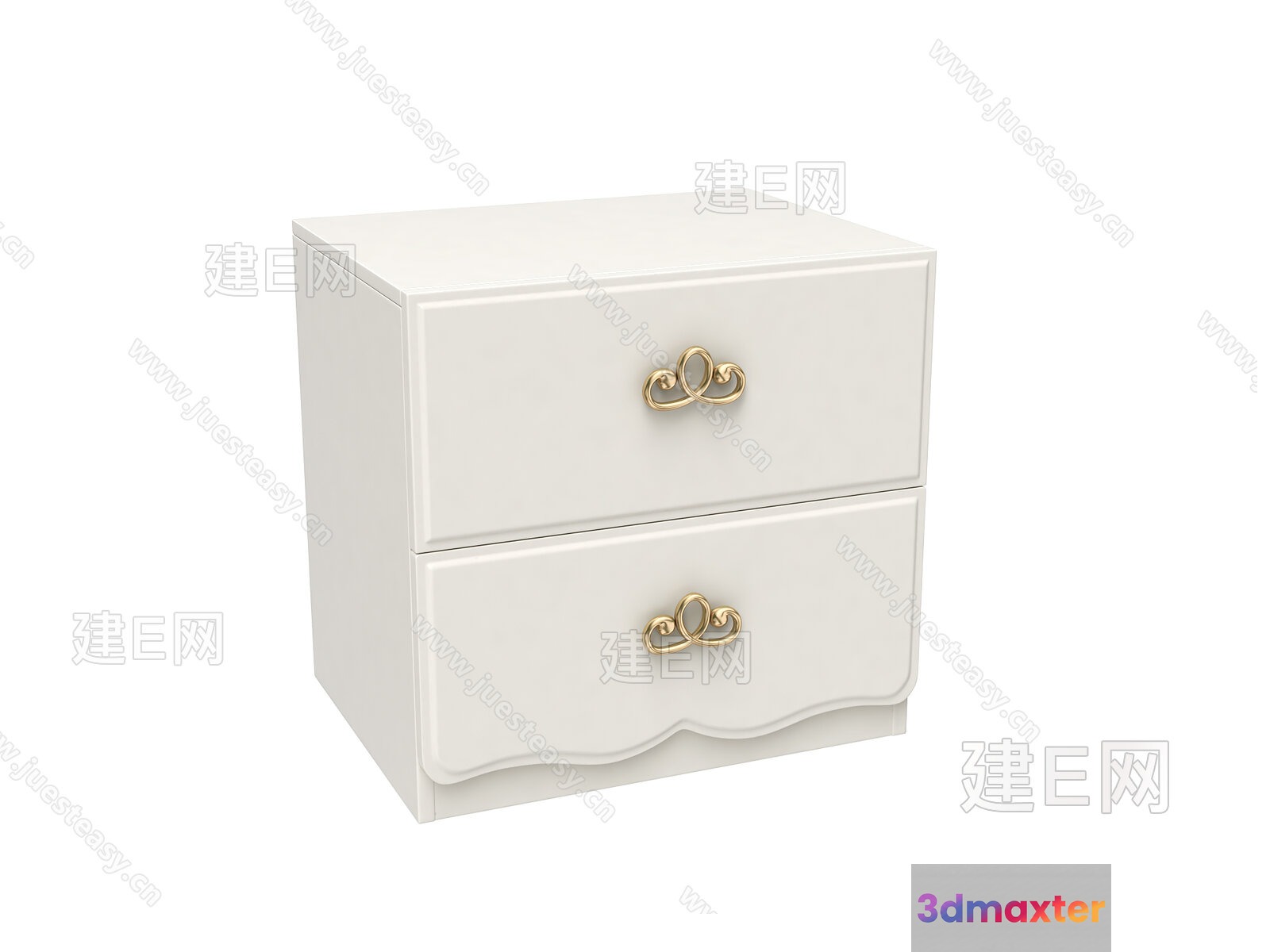 White Dresser With Gold Handles 3D Model - 2262 - VRAY Render