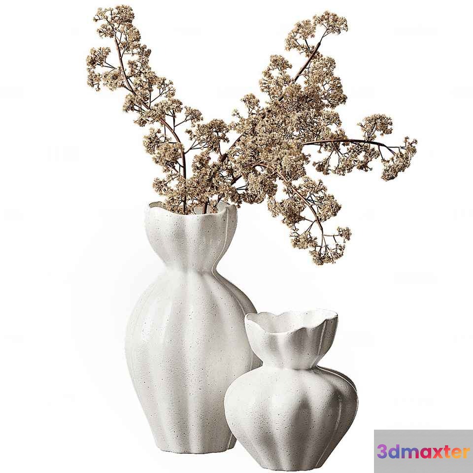 White Ceramic Vases 3D Model - 16474 - CORONA Render