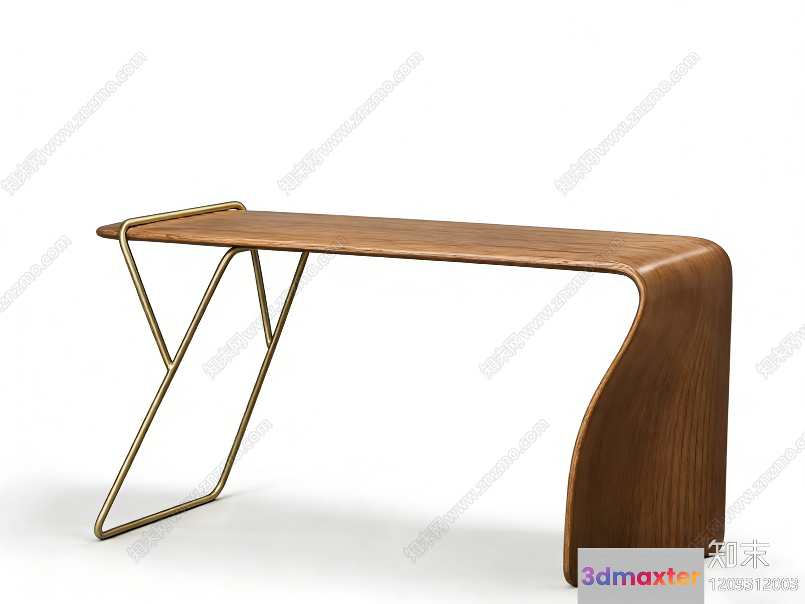 Modern Wooden Table With Metal Legs 3D Model - 9108 - VRAY Render