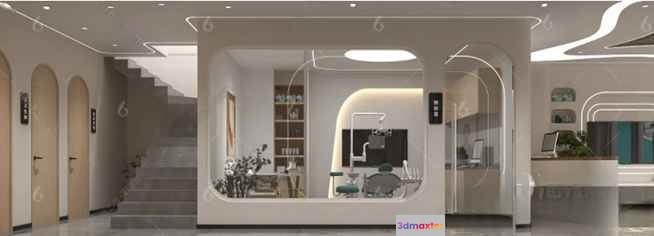 Modern Office Space 3D Model - 22509 - VRAY Render