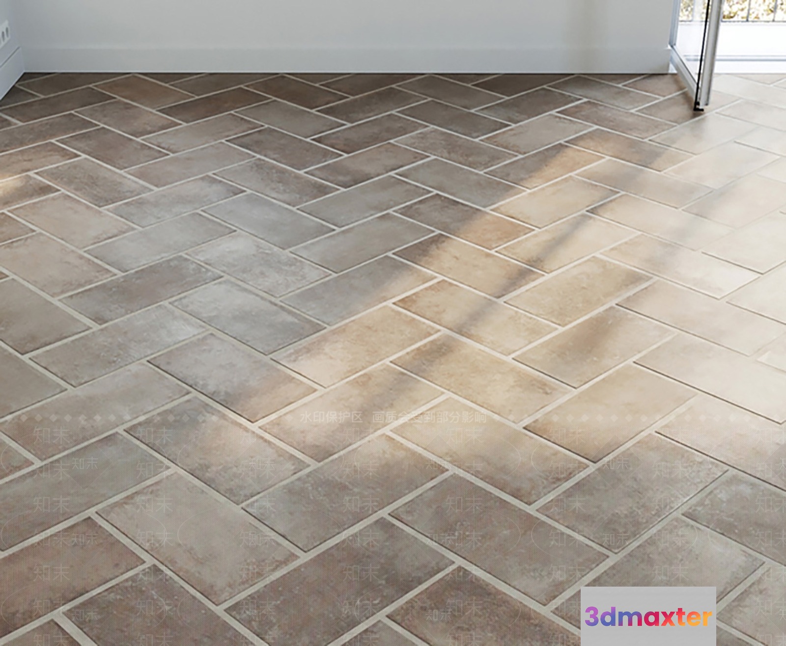 The Main Subject Is A Tile Floor With A Herringbone Pattern 3D Model - 9066 - VRAY Render