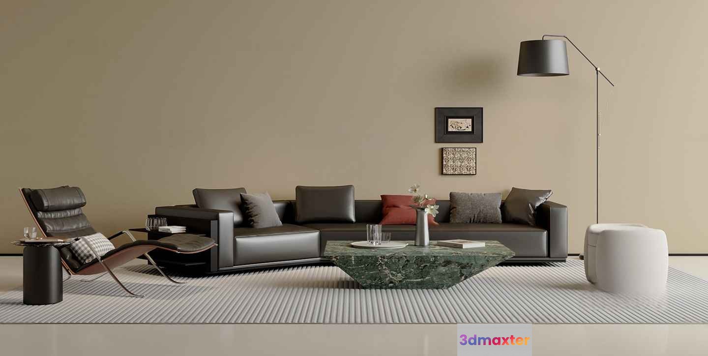 Modern Living Room 3D Model - 1524 - VRAY Render