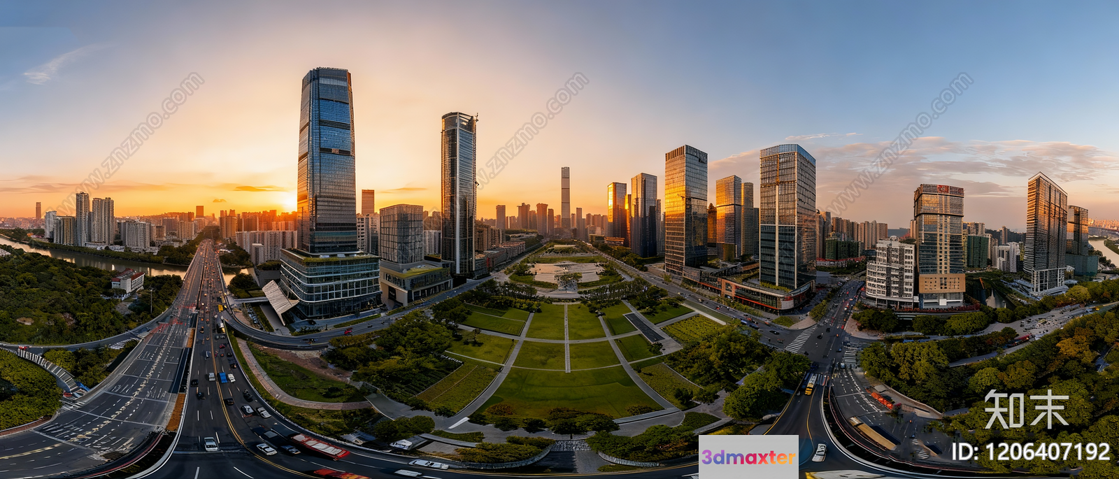 A Cityscape With Tall Buildings 3D Model - 4549 - VRAY Render