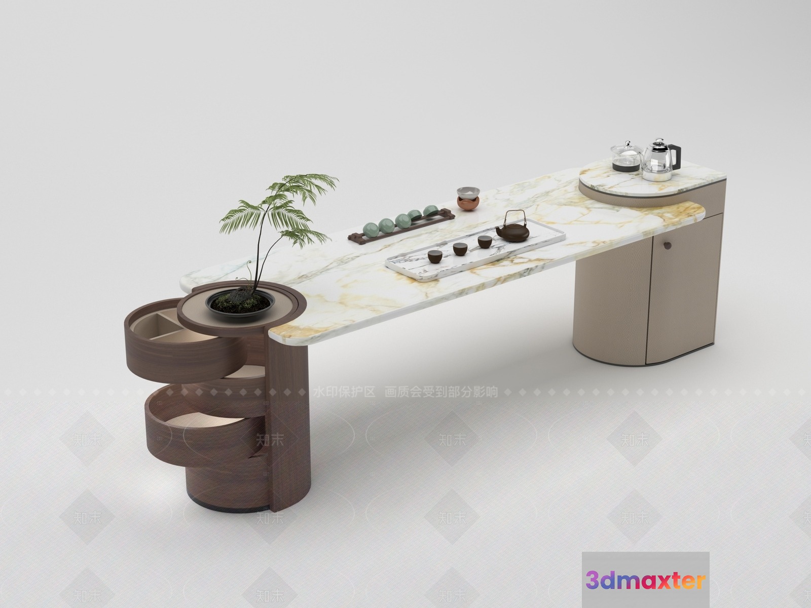 A Modern Table With A Marble Top 3D Model - 16713 - VRAY Render